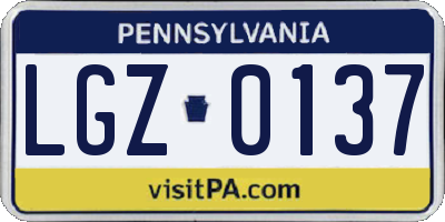 PA license plate LGZ0137