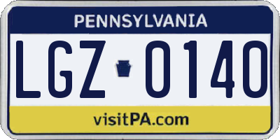 PA license plate LGZ0140