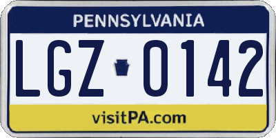 PA license plate LGZ0142
