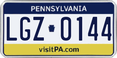 PA license plate LGZ0144