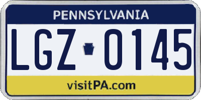 PA license plate LGZ0145