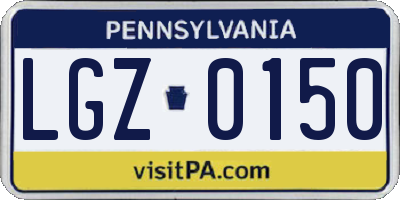 PA license plate LGZ0150
