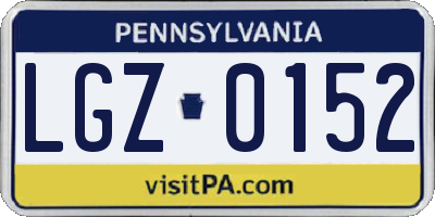 PA license plate LGZ0152
