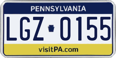 PA license plate LGZ0155