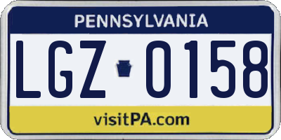 PA license plate LGZ0158