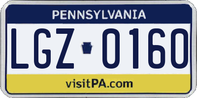 PA license plate LGZ0160