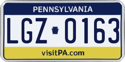 PA license plate LGZ0163
