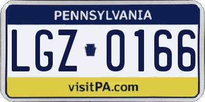 PA license plate LGZ0166