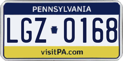 PA license plate LGZ0168