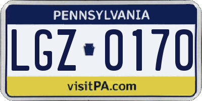 PA license plate LGZ0170