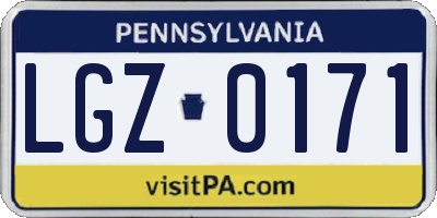 PA license plate LGZ0171