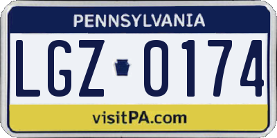 PA license plate LGZ0174