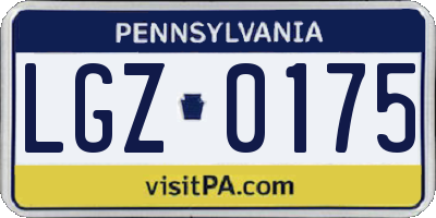PA license plate LGZ0175