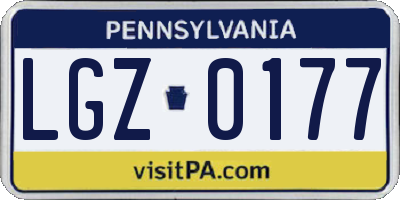 PA license plate LGZ0177