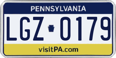 PA license plate LGZ0179