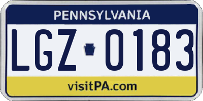 PA license plate LGZ0183