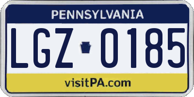 PA license plate LGZ0185