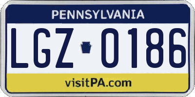 PA license plate LGZ0186