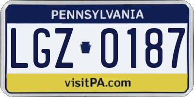 PA license plate LGZ0187