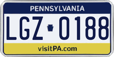 PA license plate LGZ0188