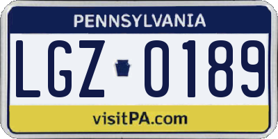 PA license plate LGZ0189