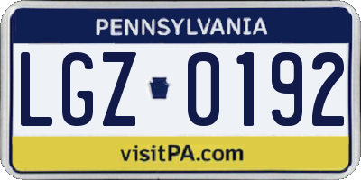 PA license plate LGZ0192