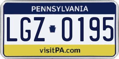 PA license plate LGZ0195