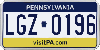 PA license plate LGZ0196