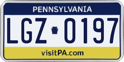 PA license plate LGZ0197