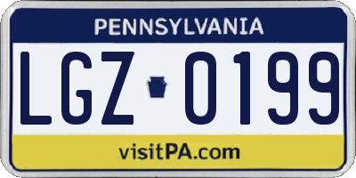 PA license plate LGZ0199
