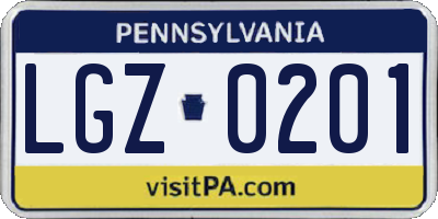PA license plate LGZ0201