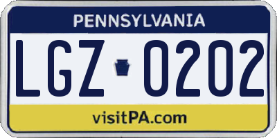 PA license plate LGZ0202