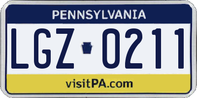 PA license plate LGZ0211