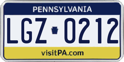 PA license plate LGZ0212