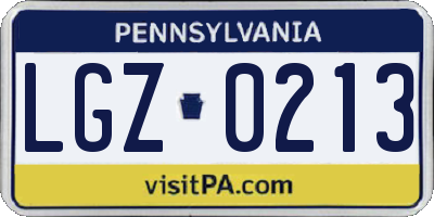 PA license plate LGZ0213