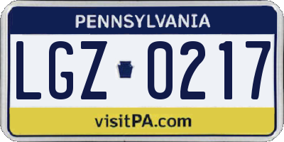 PA license plate LGZ0217
