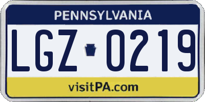 PA license plate LGZ0219