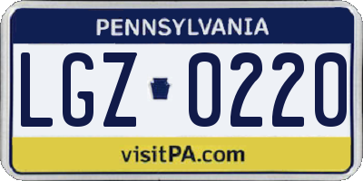 PA license plate LGZ0220