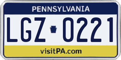 PA license plate LGZ0221