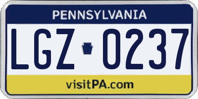 PA license plate LGZ0237