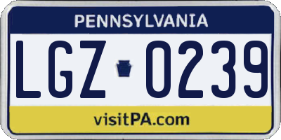PA license plate LGZ0239
