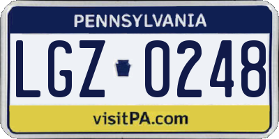 PA license plate LGZ0248
