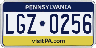 PA license plate LGZ0256