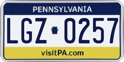 PA license plate LGZ0257