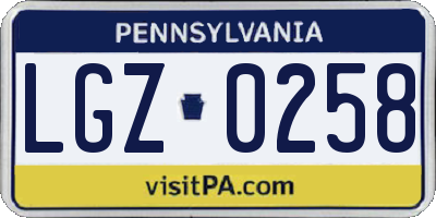 PA license plate LGZ0258