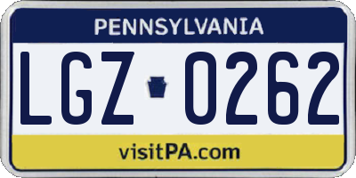 PA license plate LGZ0262