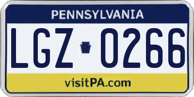 PA license plate LGZ0266