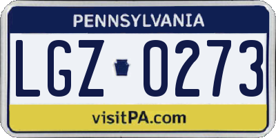 PA license plate LGZ0273