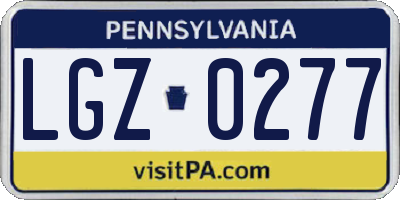 PA license plate LGZ0277