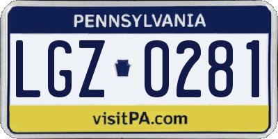 PA license plate LGZ0281